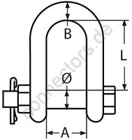 D-shackle with fastening bolt, forged