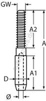 ESS swage stud, left thread 