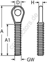 ESS threaded eye, left thread