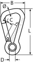 Karabinerhaken, asymmetrisch mit Kausche