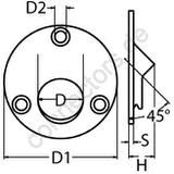 Round-rectangular base for welding - 45° 