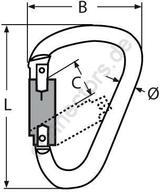 Spring hook - one-point secured, 1/4 turn