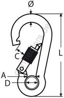 Spring hook with safety screw and eyelet