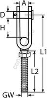 Toggle mit Gewinde, links