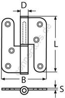 Two-part door hinge, right or left side