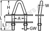 U-bolt with two counter plates - angled head